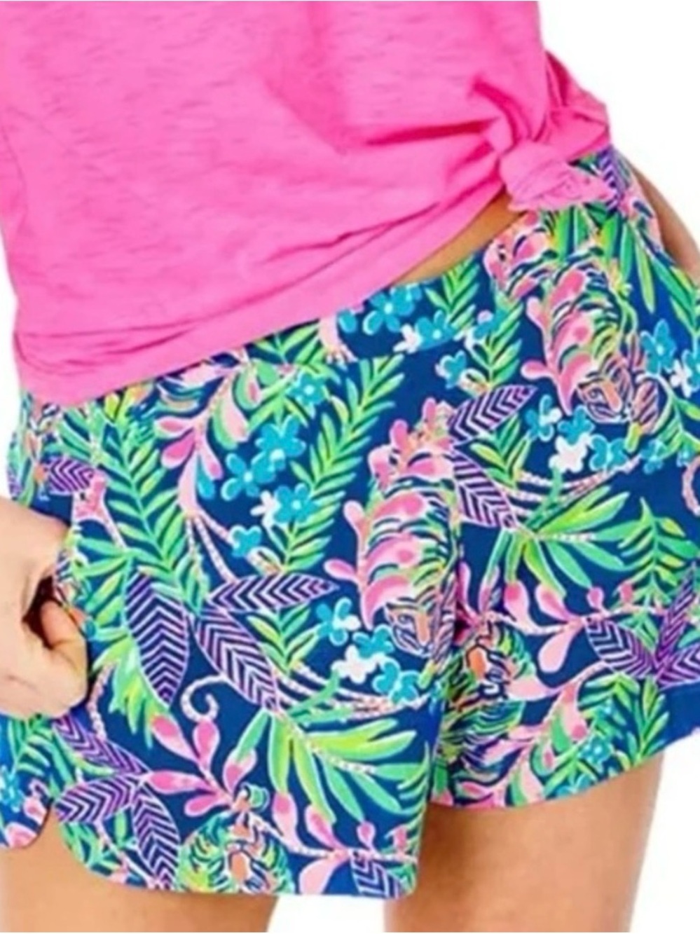 Lilly Pulitzer Ocean View Shorts “Borealis Blue How You Like Me Prowl” Tiger